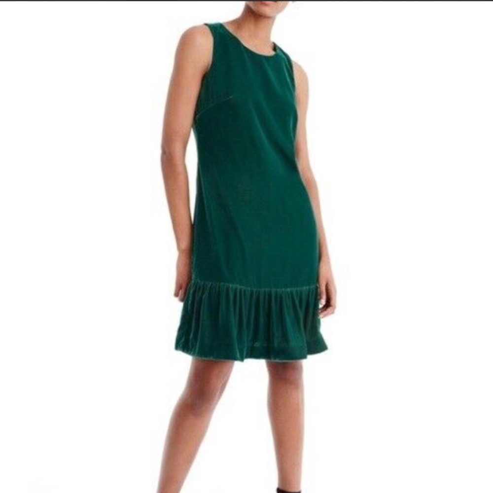 NWT J. Crew Ruffle Hem Drop Waist Velvet Shift Dress